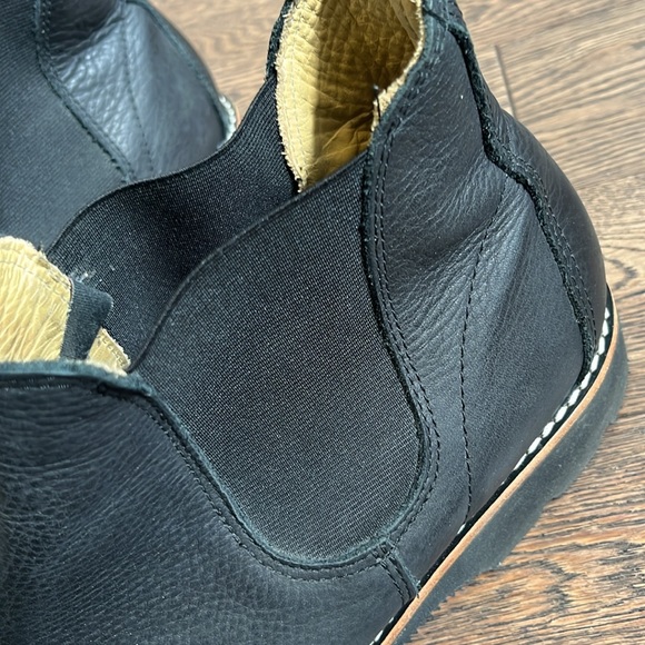 ROOTS SUPER-RARE SIZE 13 ANKLE BOOTS WITH ELASTIC SIDES PEBBLED BLACK LEATHER - Picture 5 of 9